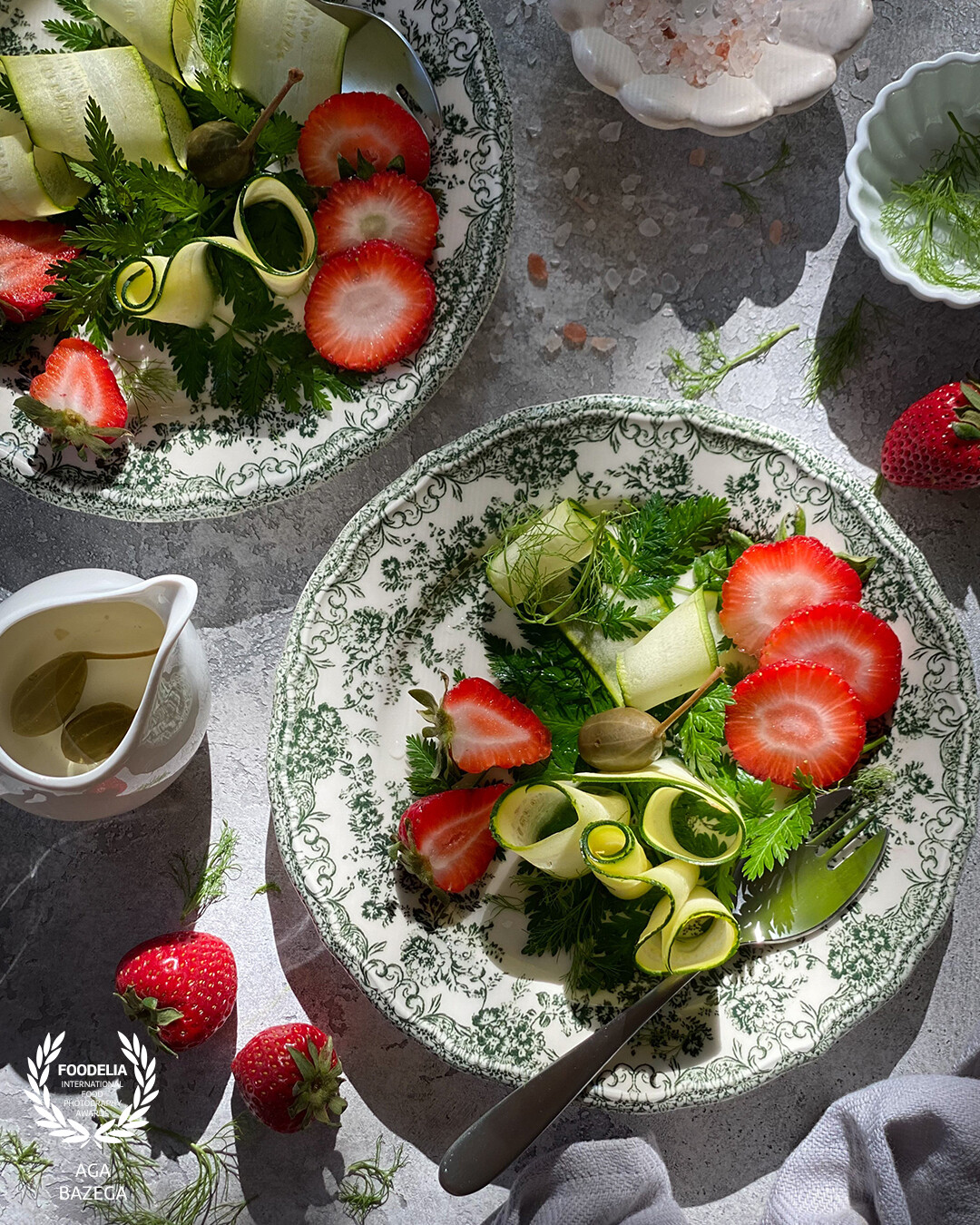 Vegetable fruit salad, captured with natural light.