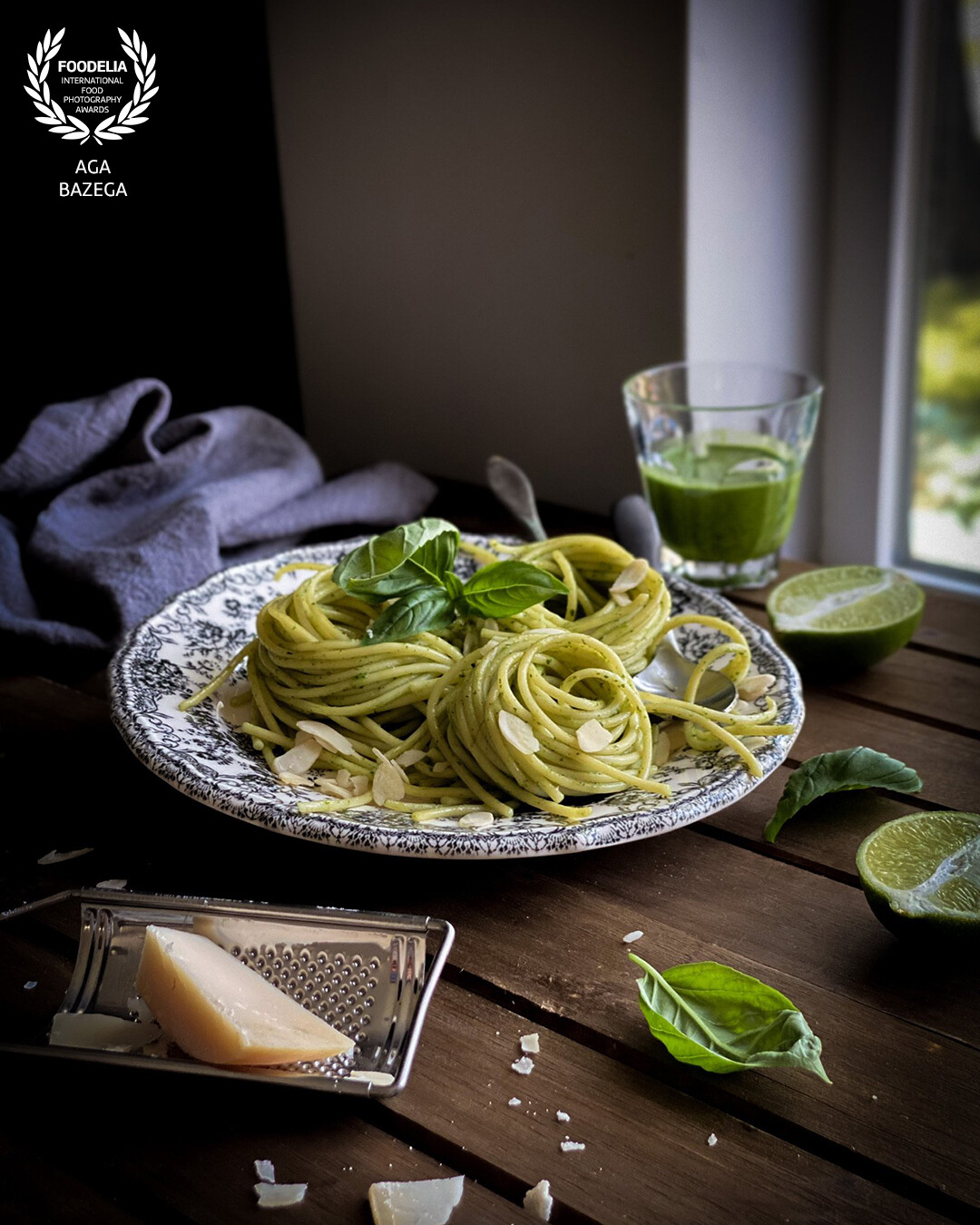 Basil pesto pasta, image created for a photography contest.