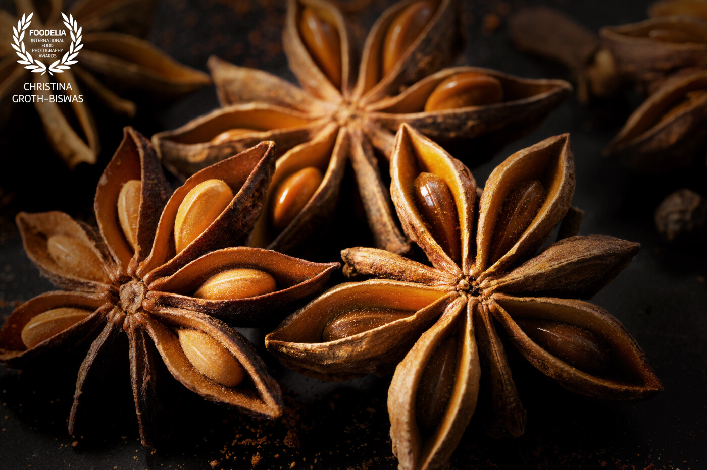 While I was preparing some spice mixes for a few Indian dishes that I wanted to make, I had the idea of taking a few close-ups of the spices to show their beauty. This picture is one of them, certainly from the looks, one of my favourite spices: star anise.