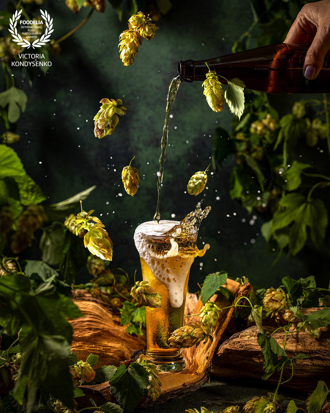 Craft light beer. Advertising photo for a brewery, a local Ukrainian business.