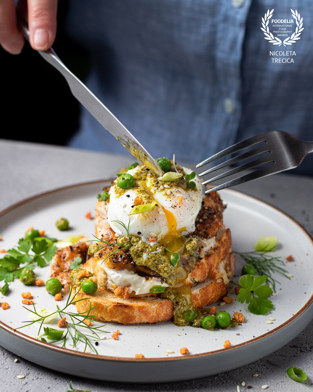 Food styling challenge and creating a perfect breakfast moment with toast, smoked mackerel and poached egg.