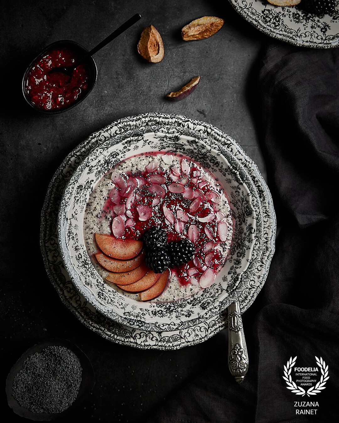 I shot this image for my client Tigernut Planet who produces various products from tigernut plant, such as porridge.  I focused on porridge styling so it looks beautiful and yummy. Image was shot in dark and moody style with studio flash light.