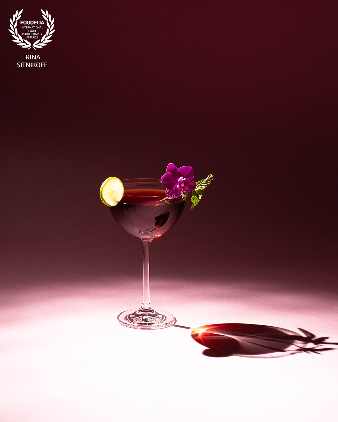 This is another photo that was inspired by my Le Cordon Bleu Food Photography mentor & teacher Nelly Le Comte. I experimented with light and color and came up with this beautiful burgundy colored theme & shadow.
