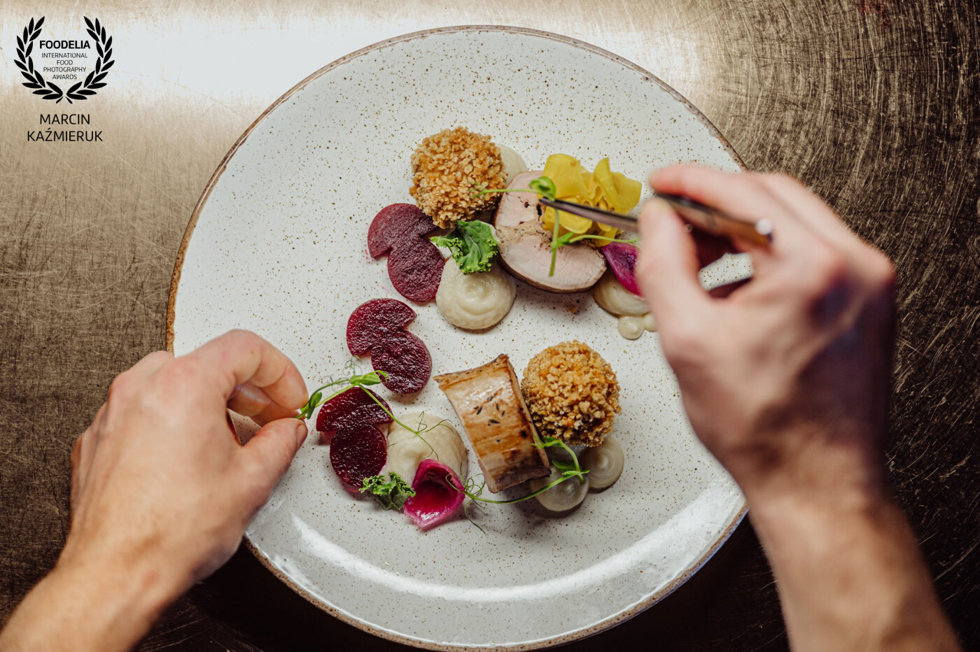 Pork tenderloin with mushroom mousseline / parsley puree / pickled beetroot / chestnut croquette / demi glace @restauracjateatralna1 Michałowice - Poland<br />
<br />
@marcin4funphotos<br />
@fotofoodie