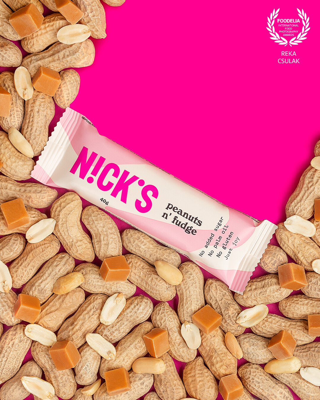 Clear, clutter-free creative direction suits the brand and this particular product, so I featured only the bar & its key ingredients on a mono-colour backdrop with the main branding colour & a playful negative space that is perfect for a logo or creative copy.