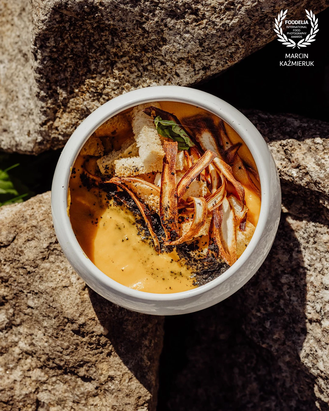 Autumn delicious pumpkin cream / chili / ginger / Jerusalem artichoke / bread chip / olive powder at Gusto Restaurant in Karpacz - Poland made by chef Kamil Bojarczuk.<br />
@marcin4funphotos<br />
@fotofoodie<br />
@restauracja_gusto<br />
@hotel_tremonti_karpacz<br />
@k4myqx @nikon_pl @nikoneurope @nikonusa @godox_global