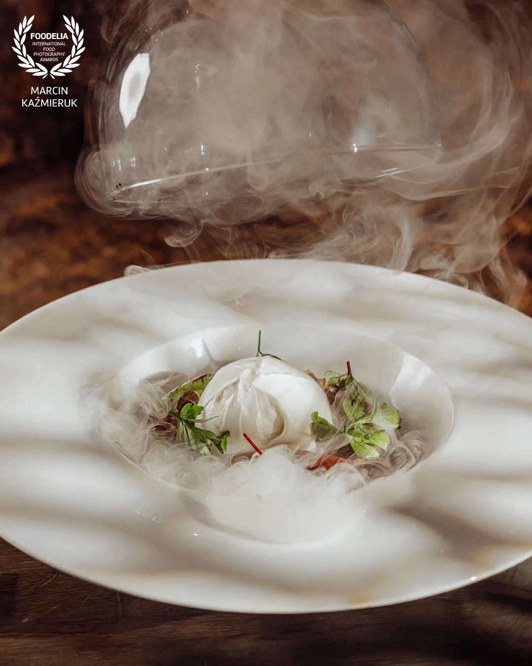 Autumn delicious Suspended Burrata/smoked speck/chimichurri/pine nuts at Gusto Restaurant in Karpacz - Poland made by chef Kamil Bojarczuk.<br />
@marcin4funphotos<br />
@fotofoodie<br />
@restauracja_gusto<br />
@hotel_tremonti_karpacz<br />
@k4myqx @nikon_pl @nikoneurope @nikonusa @godox_global