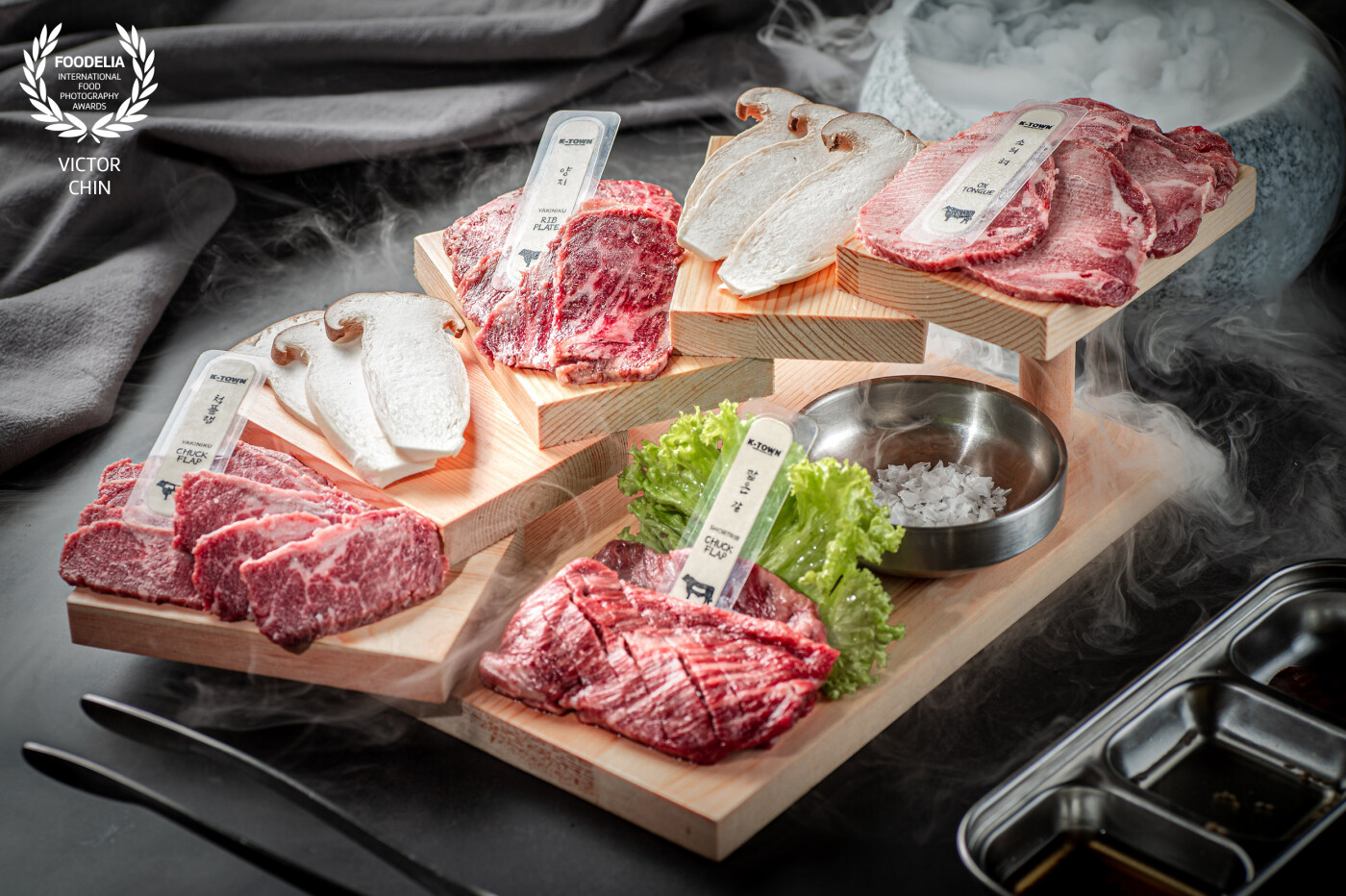 Premium beef platter for a menu of a Korean BBQ restaurant in KL. Photoshoot the menu in @ktown.bbq in KL