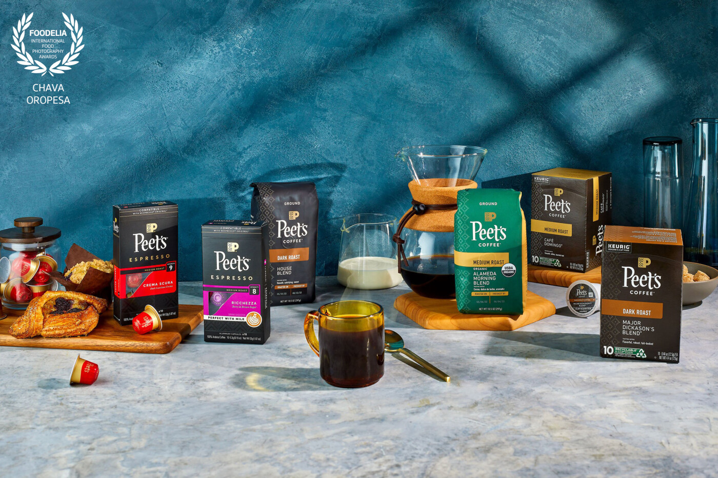Client work,  for Peet's Coffee. Creating images using  their new packaging design.