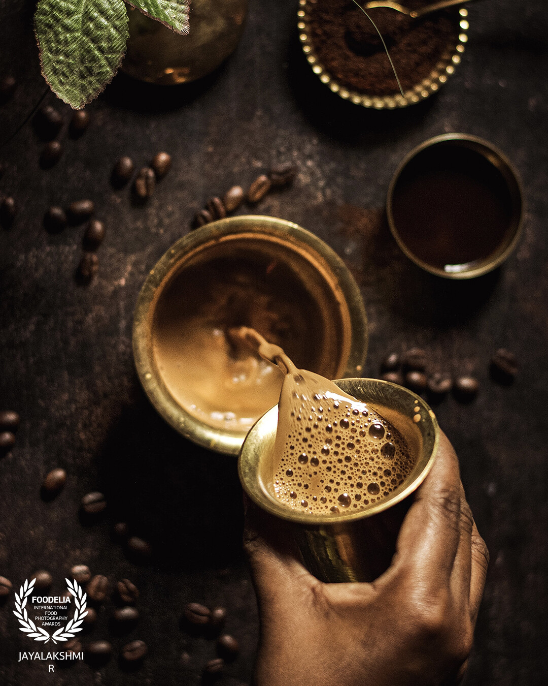 A typical morning scene in a South-Indian household . Filter coffee is a specialty back home .