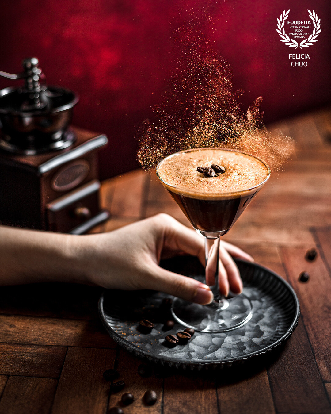 A fake espresso martini with a hint of golden luxury.