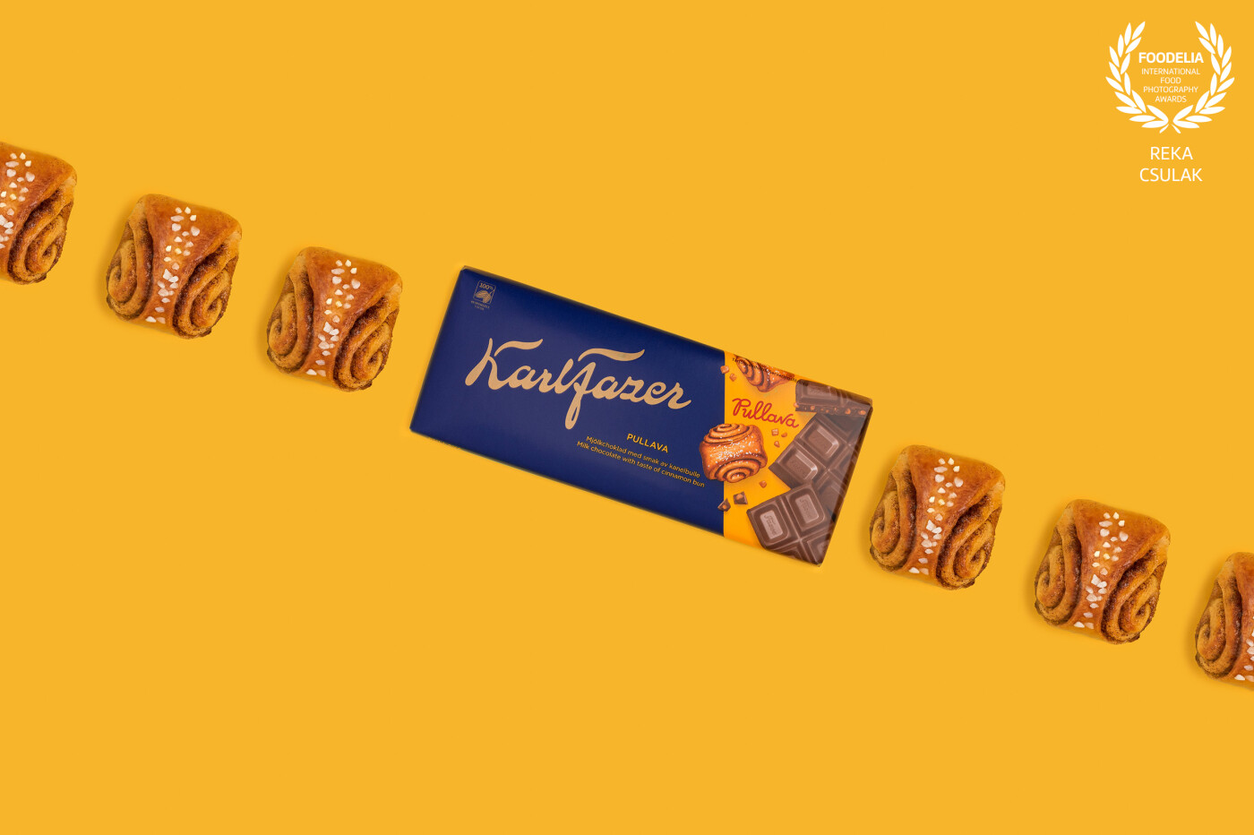 When this top Finnish chocolate brand launched a cinnamon bun-flavoured bar, it became my absolute favourite, and so I dedicated some time to capturing it in a simple yet playful way.